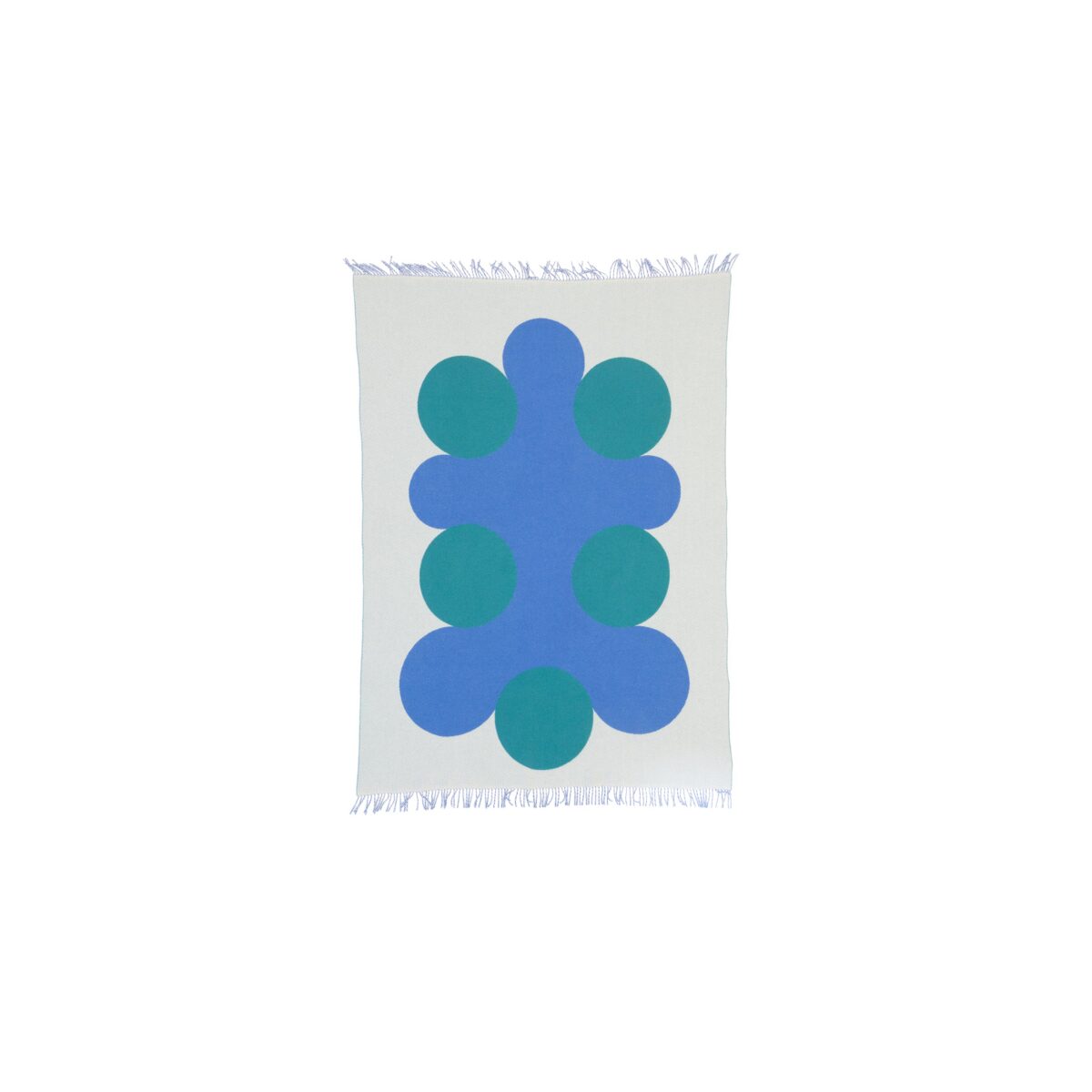 White, Blue and Leaf Throw Blanket - Oversized Retro Flower Motif